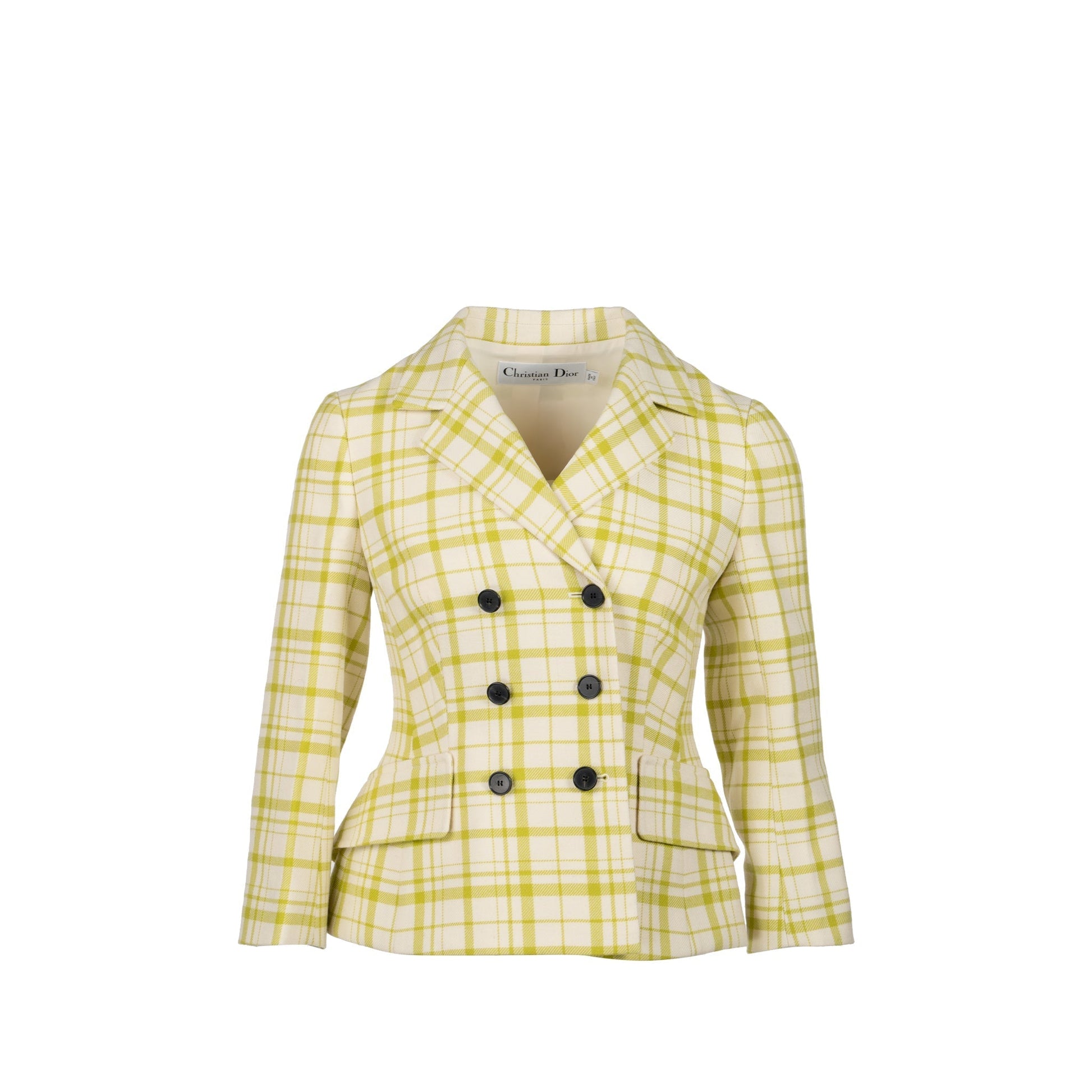 Dior Size Pop Check Blazer Virgin Wool Light White Green Travel Bag