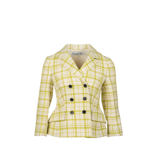 Dior Size Pop Check Blazer Virgin Wool Light White Green Travel Bag