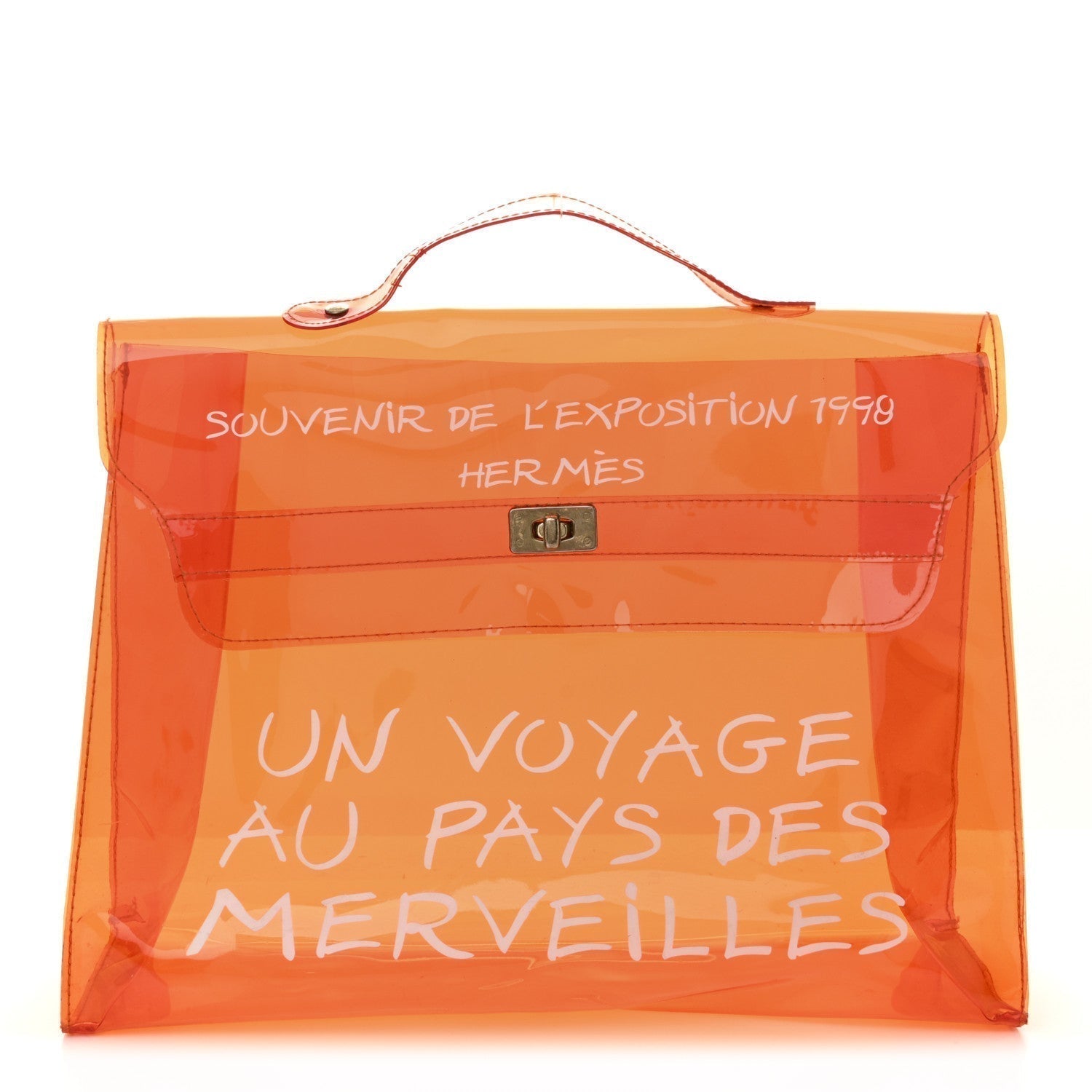 Hermes Vinyl Souvenir De Exposition Kelly Handbag Orange Travel Bag Kelly Orange 1762715