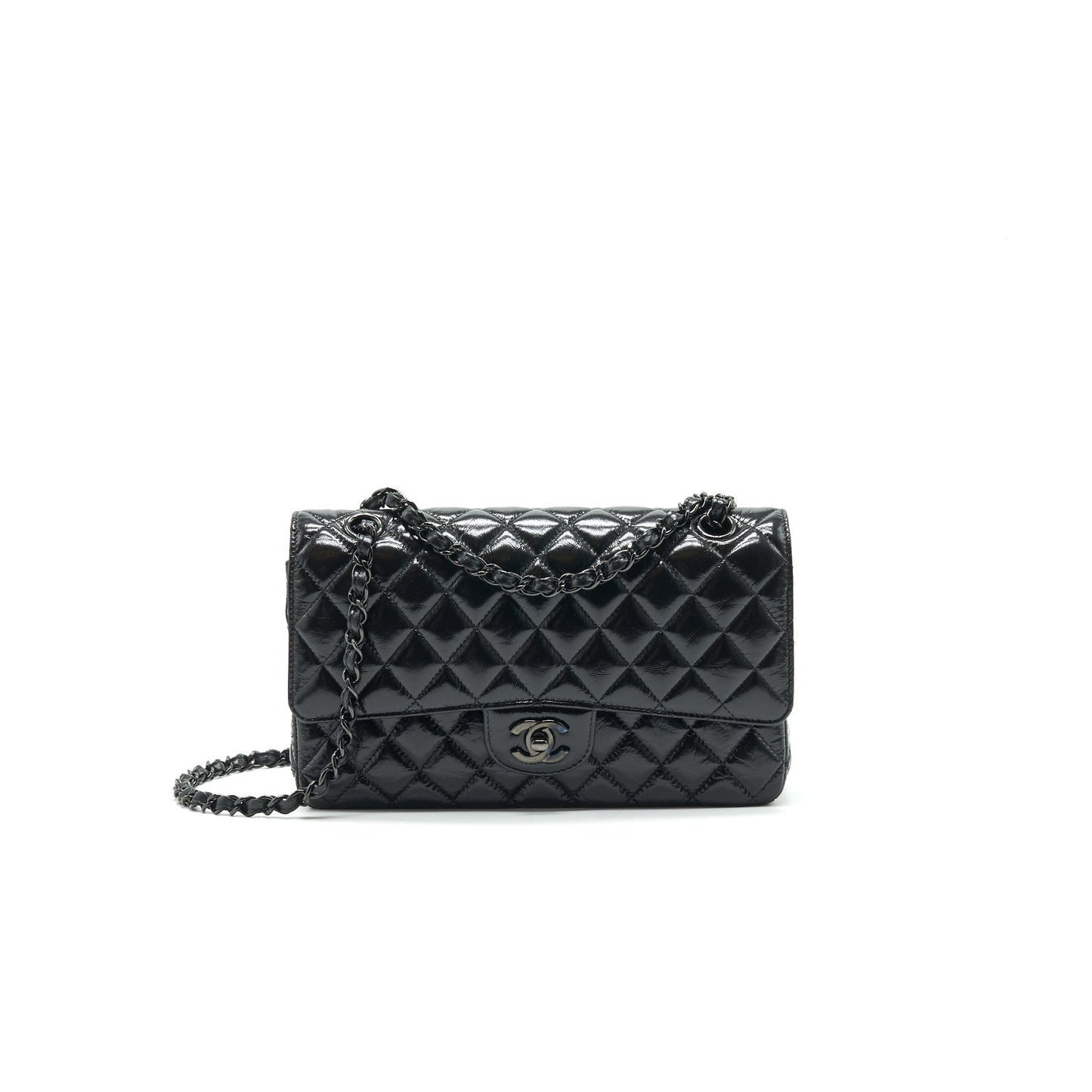 Chanel Classic Double Flap Shiny Crumpled Calfskin Shoulder Bag