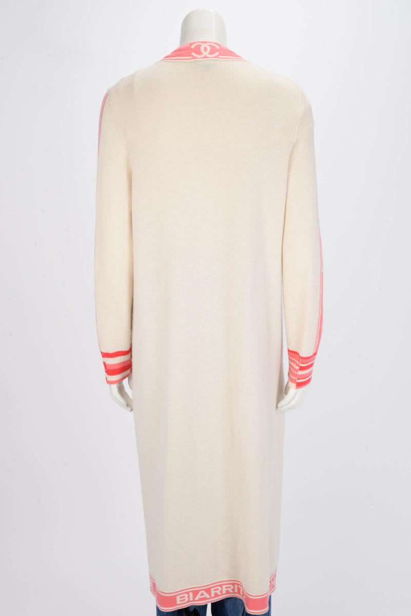 Chanel Cream Cashmere Biarritz Longline Cardigan FR 42 Apparel