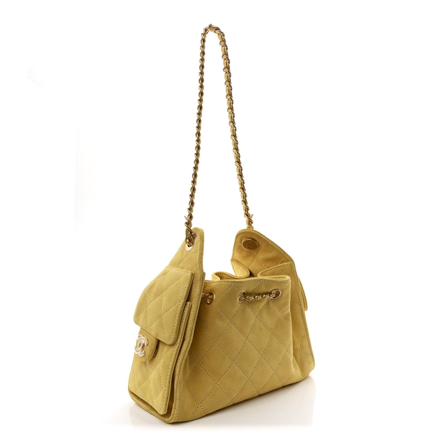Suede Quilted Mini 25 Handbag Yellow Refined