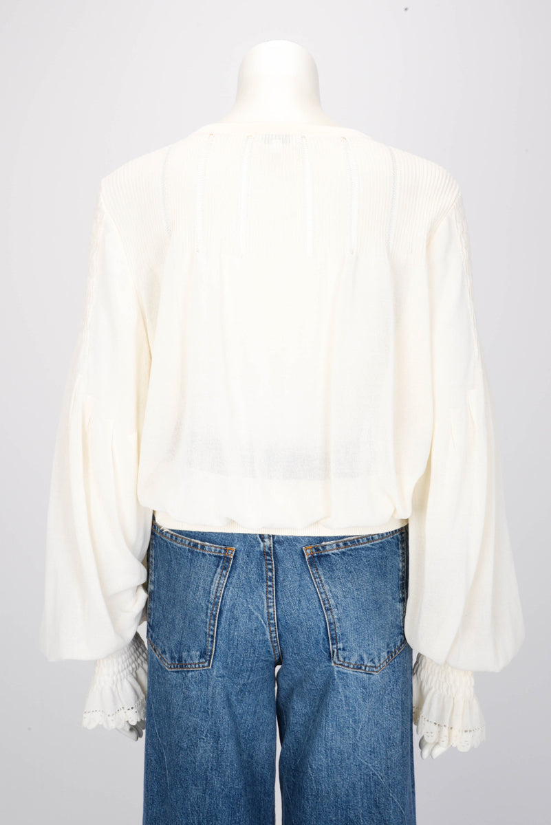 Chanel Ivory Knitted Pintuck Detail Blo FR 50 Accessory