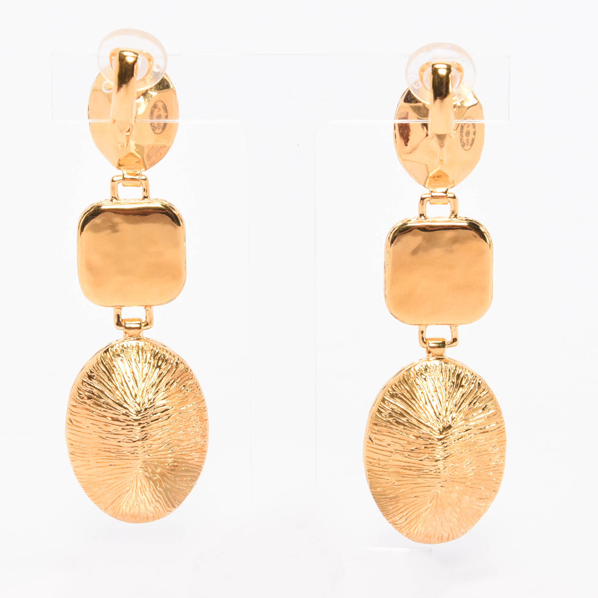 Chanel Gold & Black Crystal CC Clip-on Earrings Jewelry