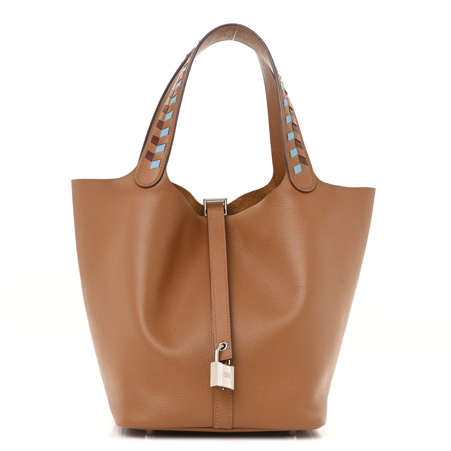 Hermes Epsom Tressage De Cuir Picotin Lock Bleu Du Gold Travel Bag