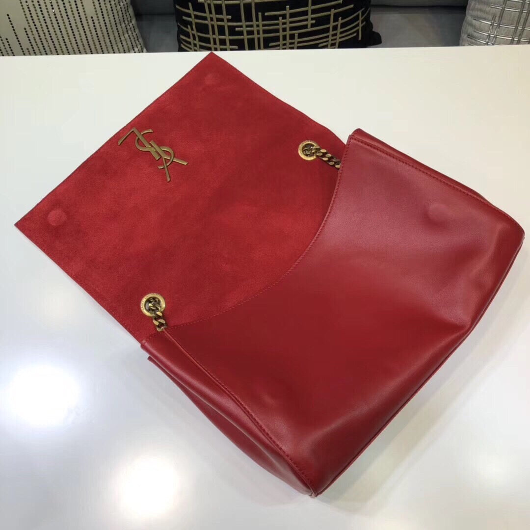 YSL Saint Laurent Kate 9in 24cm Grain De Poudre Red Medium Chain Handbag