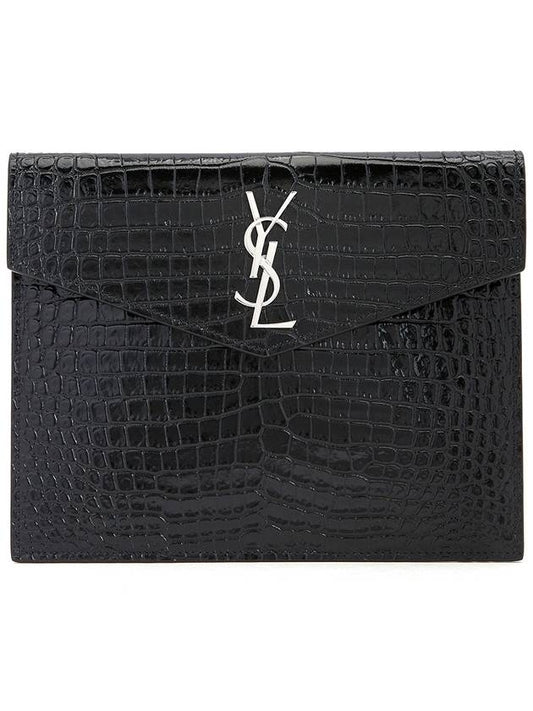 YSL Saint Laurent Saint Laurent Trending Crocodile Uptown Pouch Bag Black Travel Bag