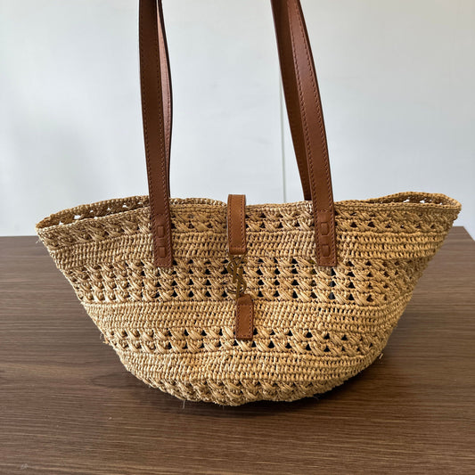 YSL Saint Laurent Tote Bag Panier Neutrals Totes Raffia Small
