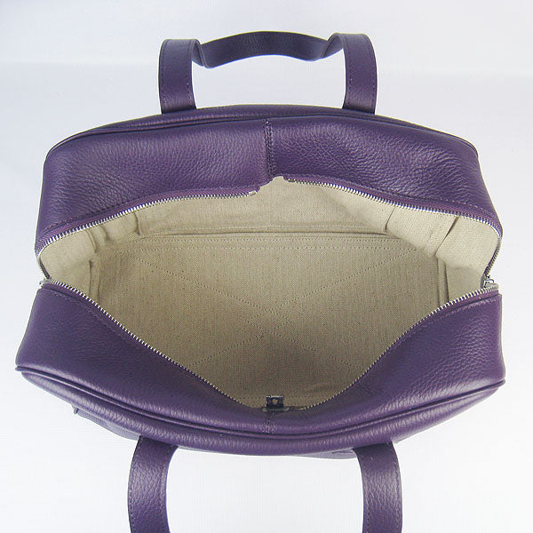 Hermes Luxury Togo Handbag Purple Leather Travel Bag