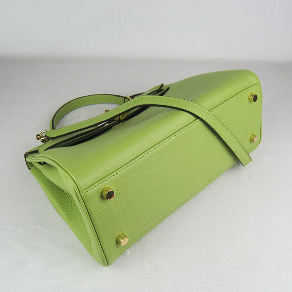 Hermes Luxury Kelly Cm Togo Handbag Golden Leather Green Travel Bag