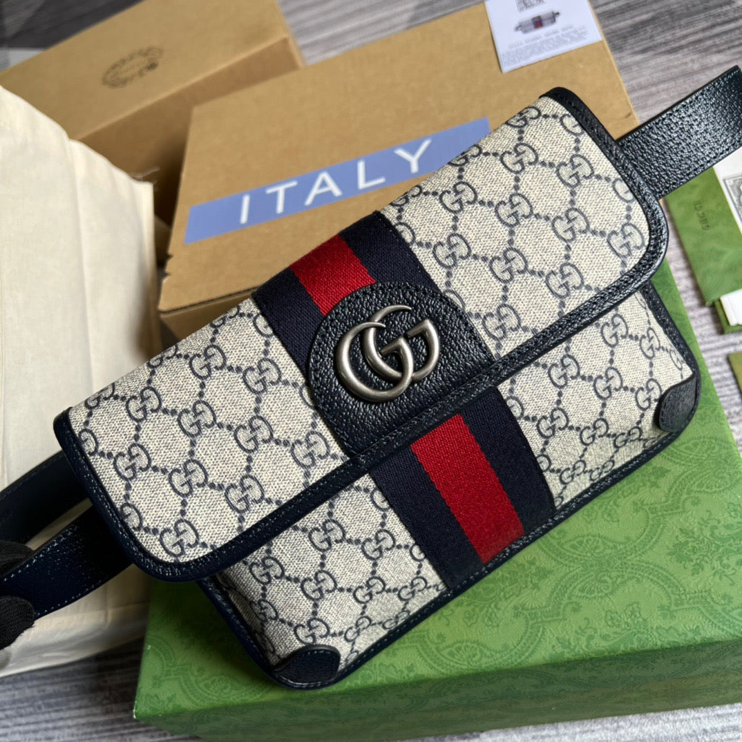 gg Ophidia Belt gg Supreme Canvas Beige Blue Accessory Beaunoirrbeaunoirr 96Iwn
