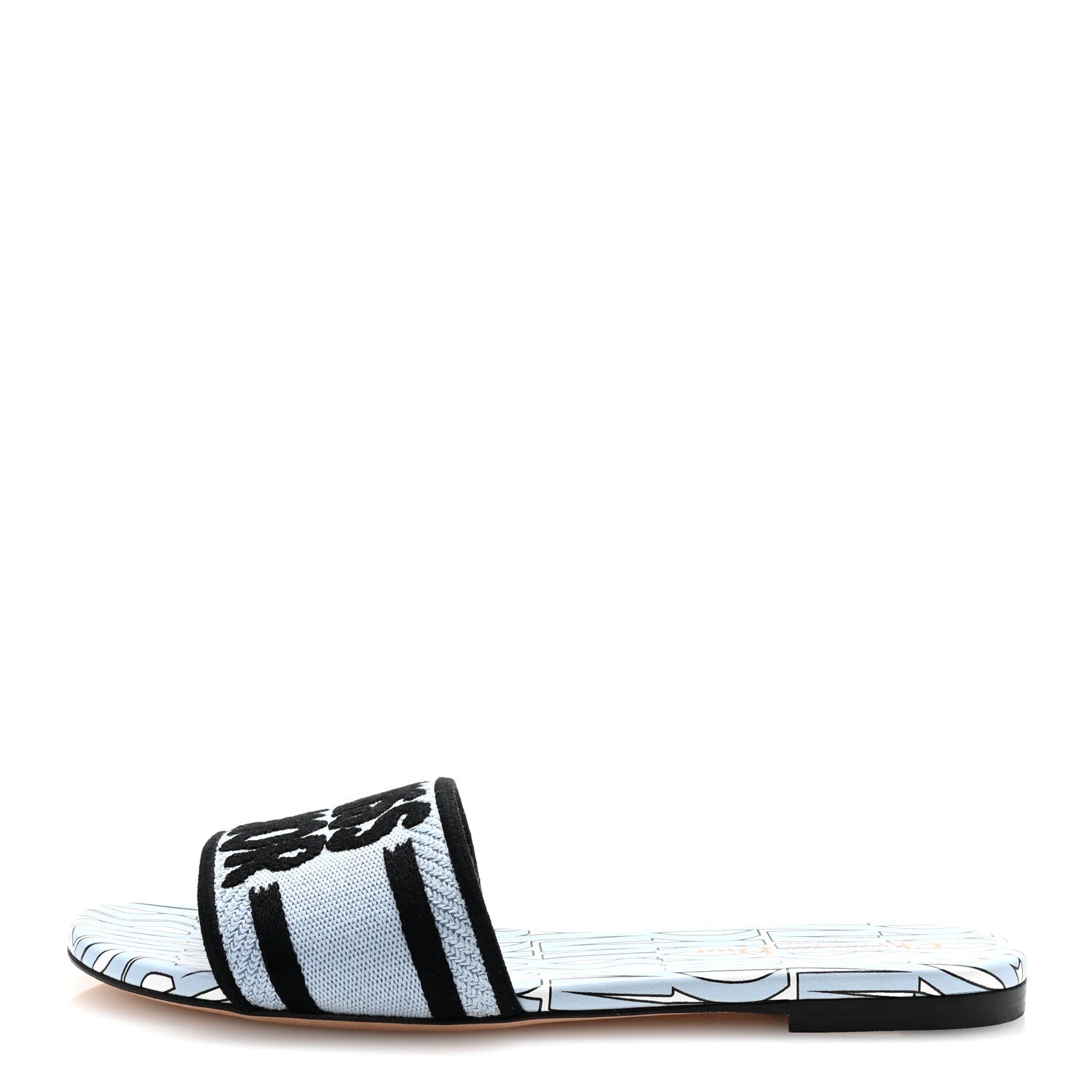 Dior Shoe Christian Miss Dway Flat Slide Sandals 37.5 Canvas Embroidered Shoes