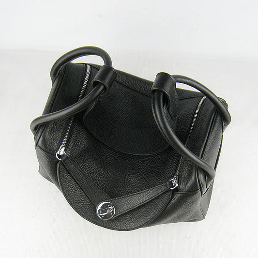 Hermes Luxury Lindy Cm Handbag Black Silver Travel Bag