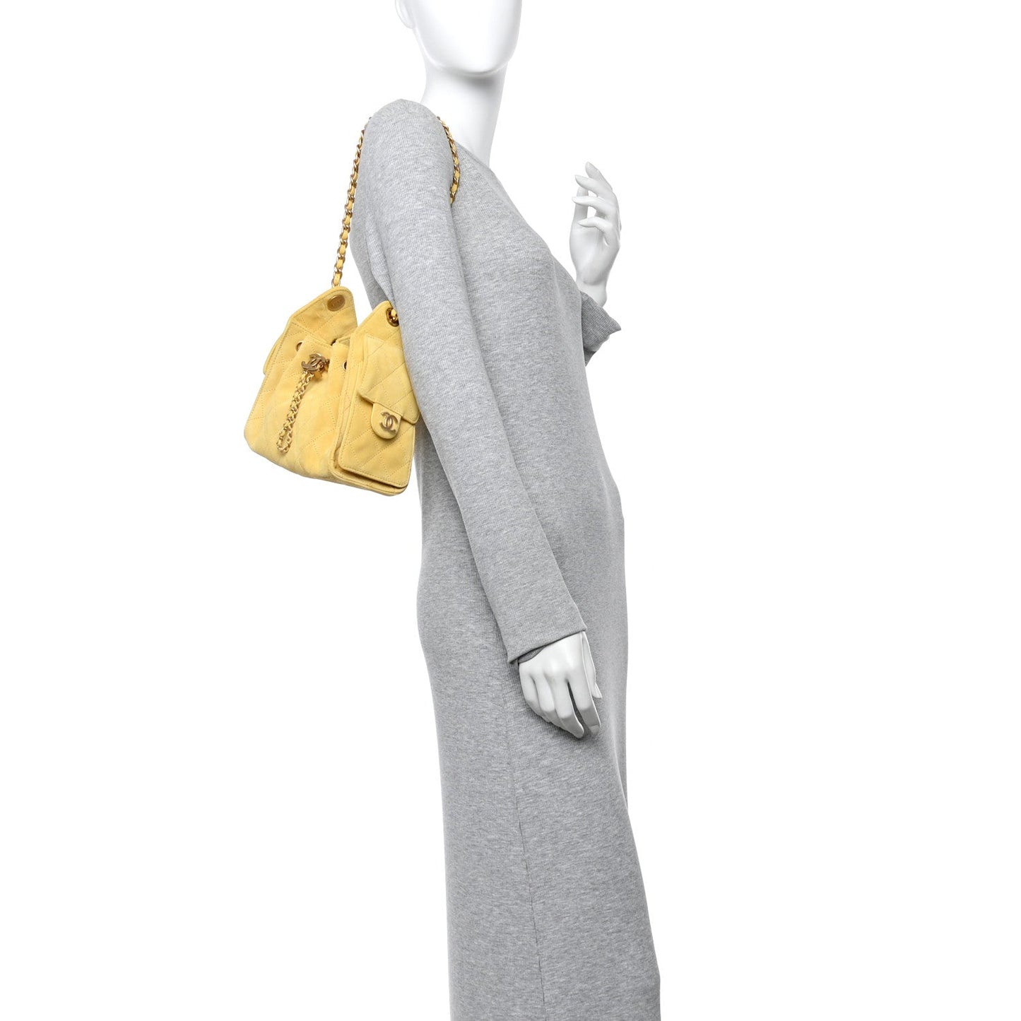 Suede Quilted Mini 25 Handbag Yellow Refined