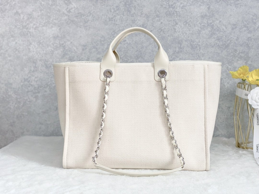 Chlsmall Shopping Bag Hardware For Women Handbags Silver Cream Shoulder Bag