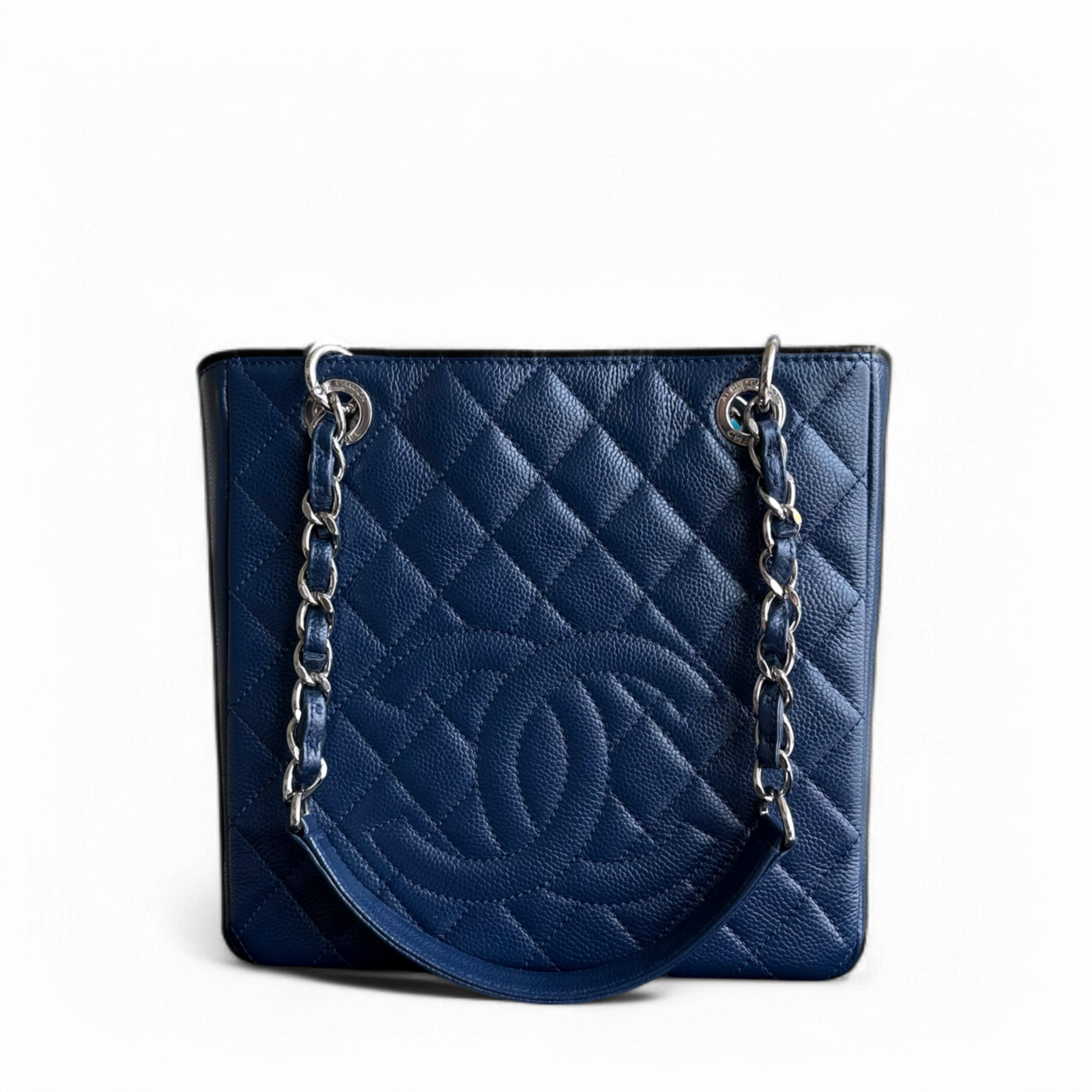 Chanel PST Petite Shopping Tote - Caviar 24CM Quilted Blue Tote Bag