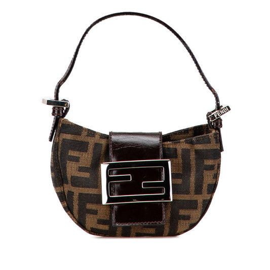 Fendi Zucca Croissant Handbag Leather Canvas Mini Travel Bag