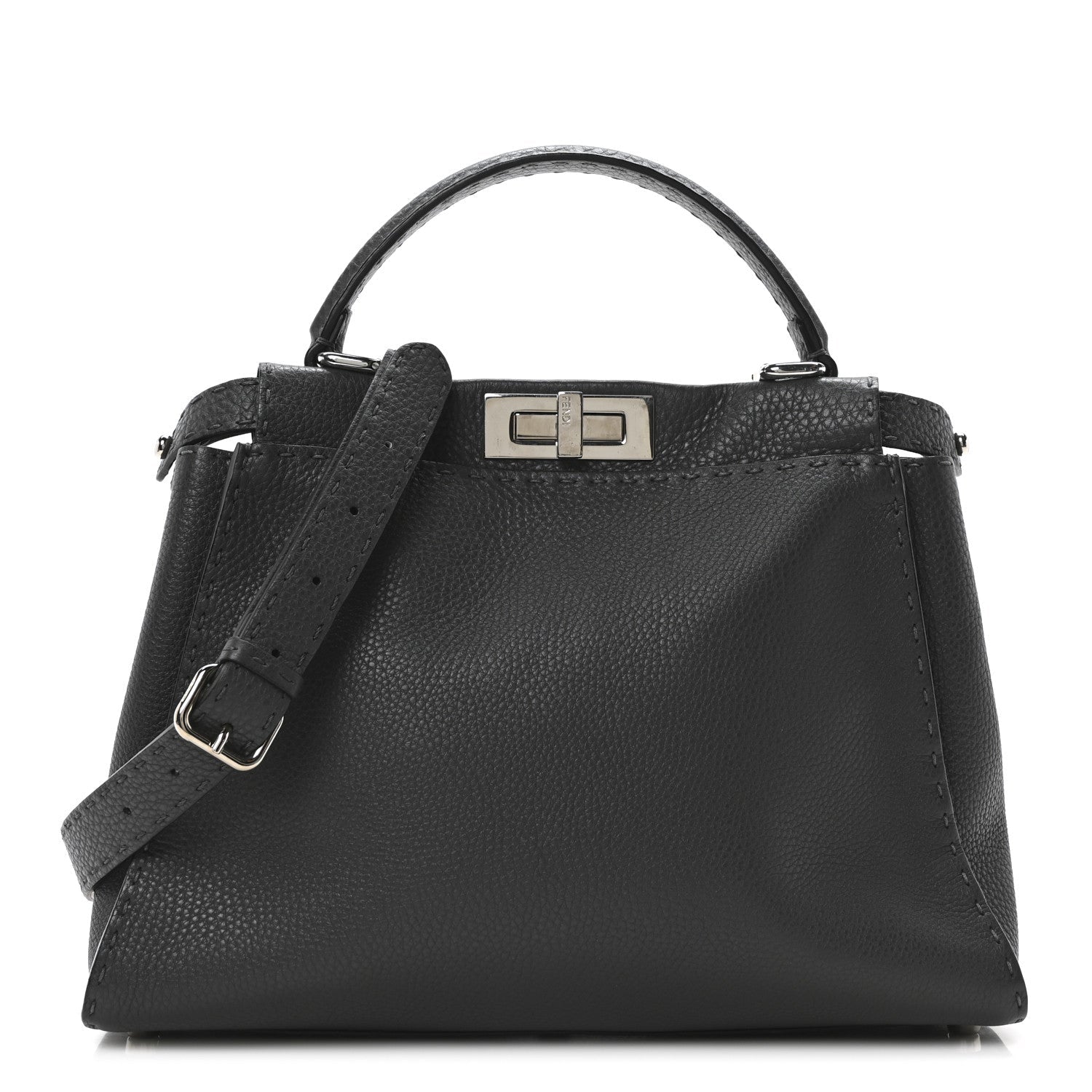 Fendi Crossbody Bag Cuoio Romano Selleria Bi-Color Peekaboo Iconic Leather Medium Satchel Bag