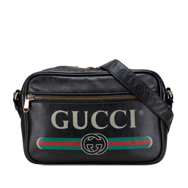 Gucci Print Shoulder Bag Leather Logo Bag 1