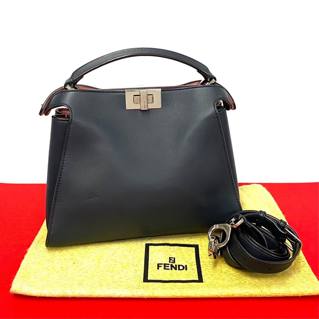 Fendi Peekaboo Essentially 2Way Bag Leather Travel Bag