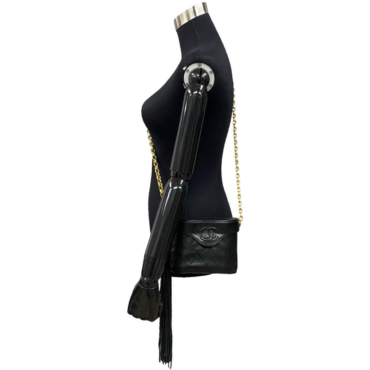 Chanel lambskin COCO Mark Fringe Matrasse Black Jewelry