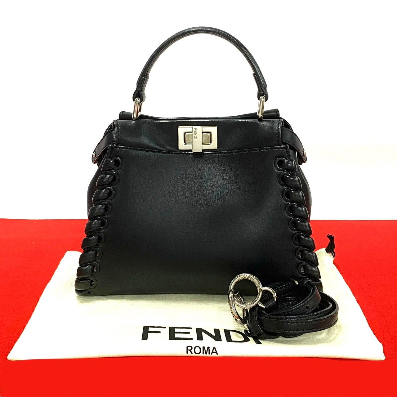 Fendi Peekaboo Iconic 2Way Bag Leather Travel Bag