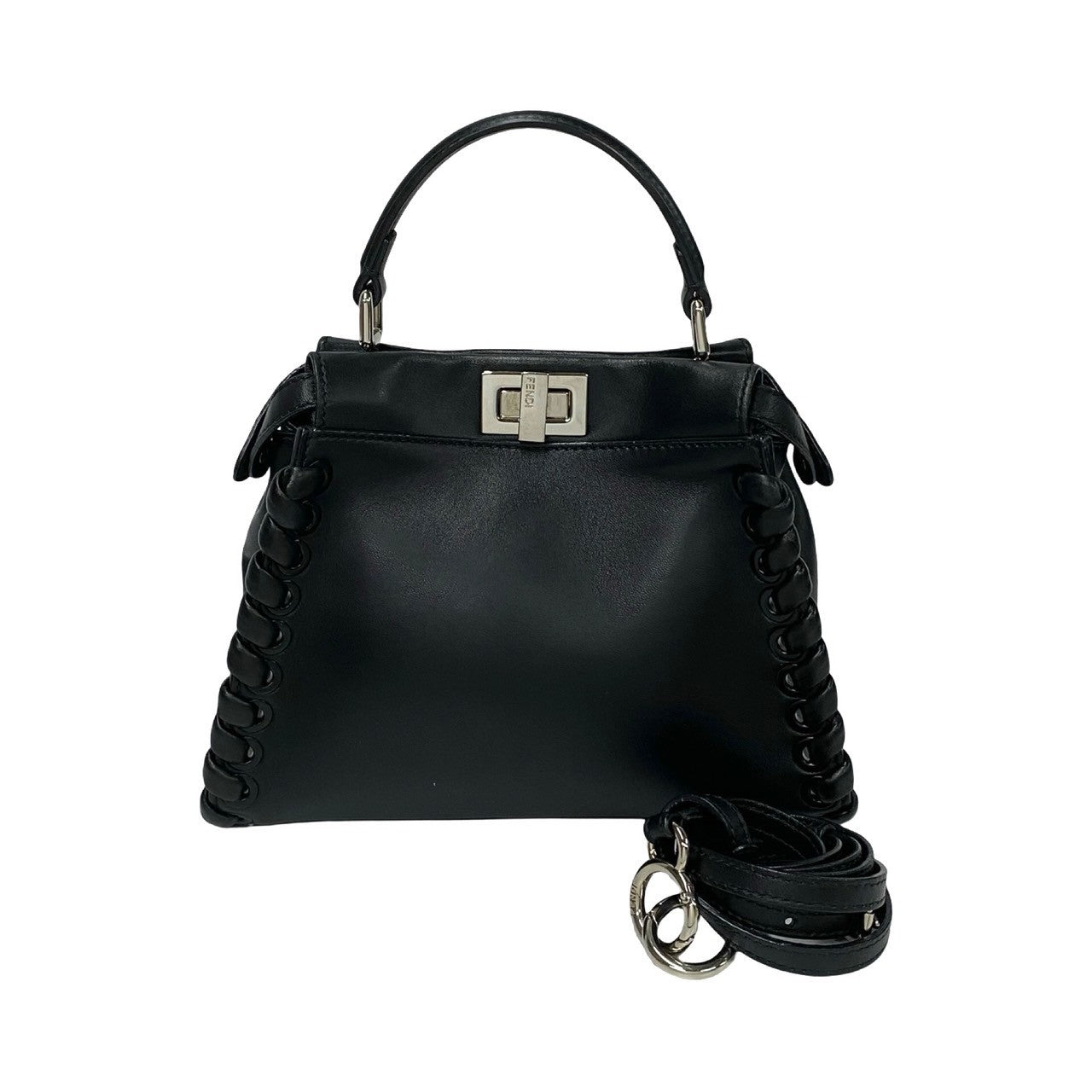 Fendi Shoulder Bag Peekaboo Iconic Women Leather Black Mini