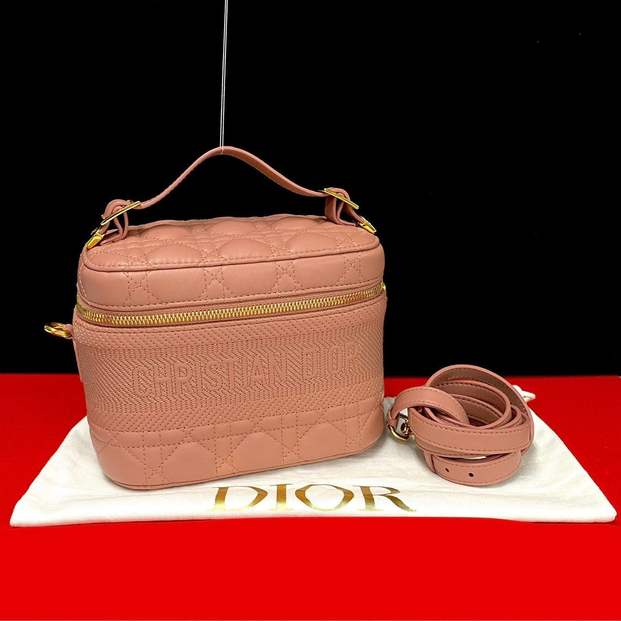 Dior Shoulder Bag Canage Travel Vanity Women Leather Pink