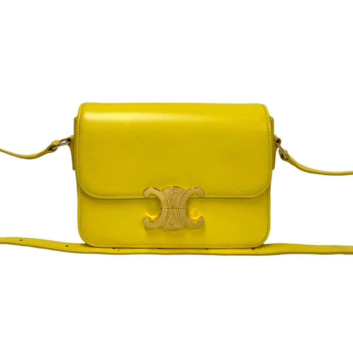 Shoulder Bag Calfskin, Yellow Triomphe Metal Teen Leather Logo