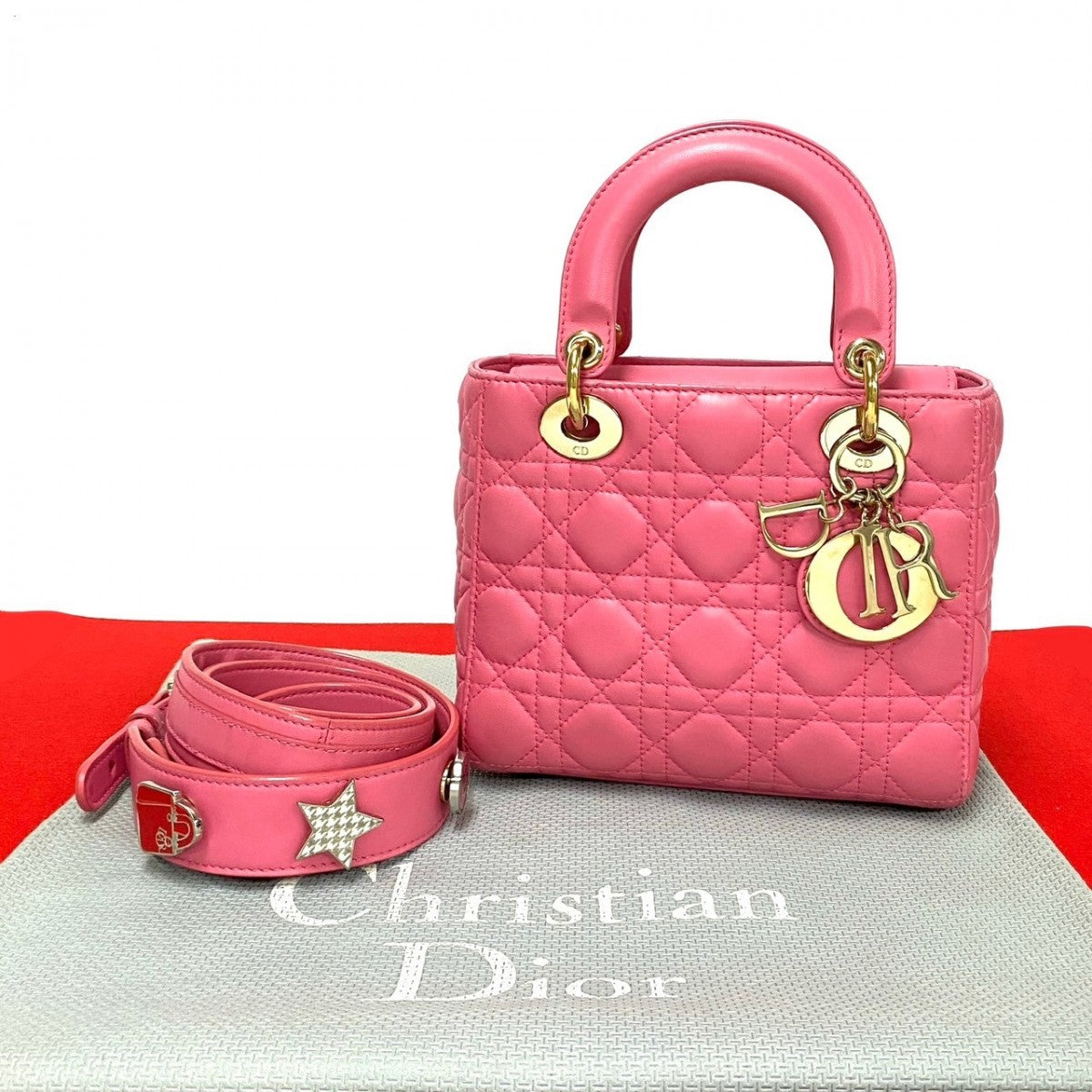 Dior Shoulder Bag Lambskin My Lady Women Pink