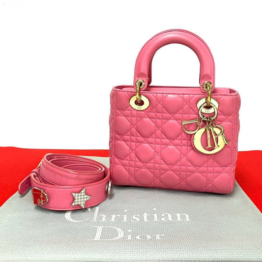 Dior Shoulder Bag Lambskin My Lady Women Pink