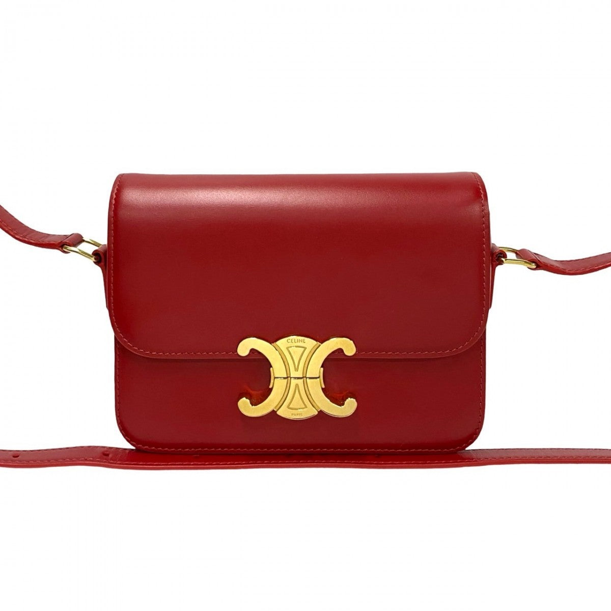 Shoulder Bag Triomphe Metal Women Leather Red