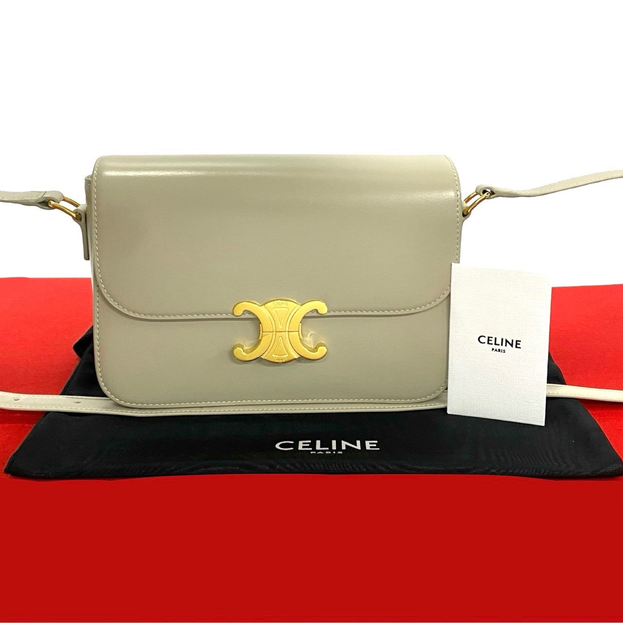 Shoulder Bag Classic Triomphe Women Leather Beige