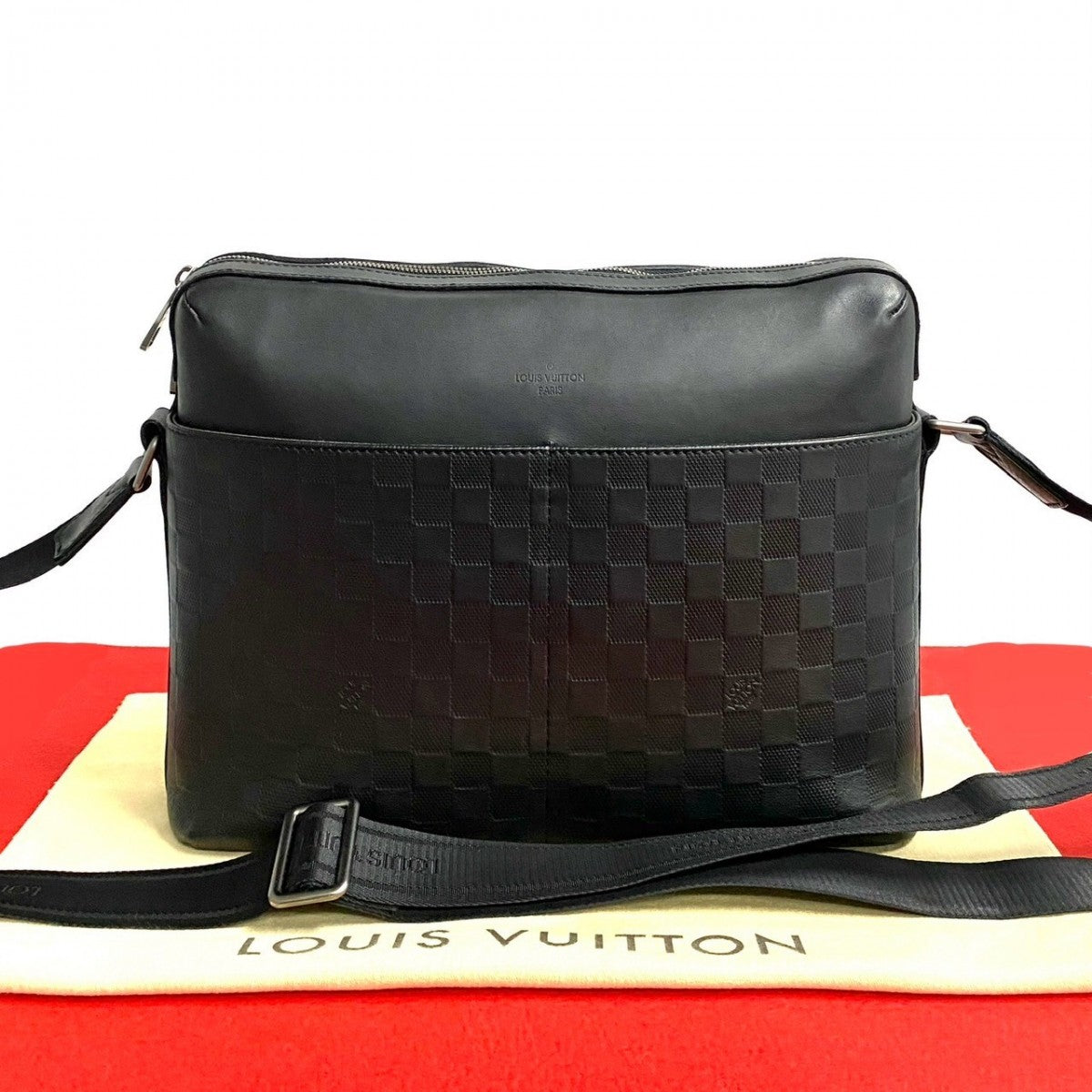 Louis Vuitton N41201 Damier Anfini Calypso MM Leather Black Shoulder Bag