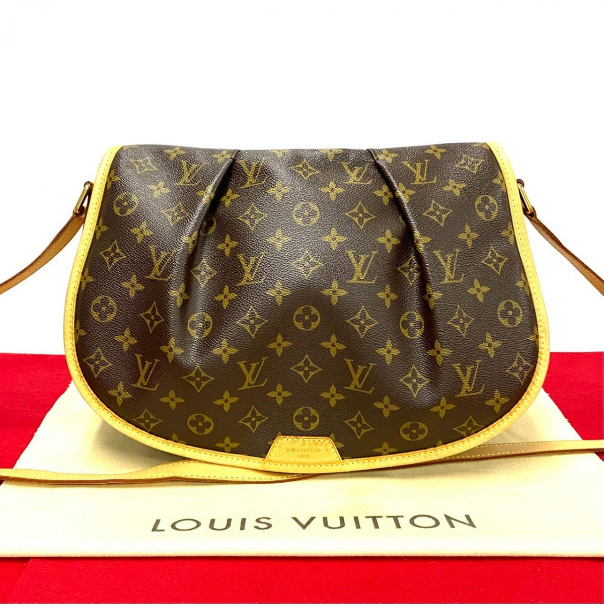 Louis Vuitton M40473 PVC Menilmontan MM Monogram Leather Brown Shoulder Bag