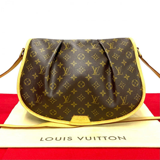 Louis Vuitton M40473 PVC Menilmontan MM Monogram Leather Brown Shoulder Bag
