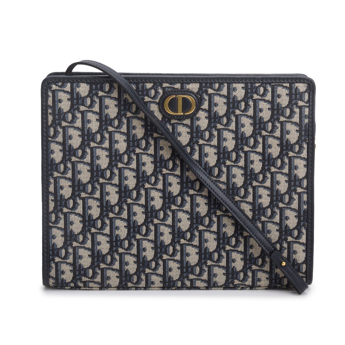 Dior Christian Oblique Jacquard Dea Montaigne Pouch Handbag Blue Travel Bag