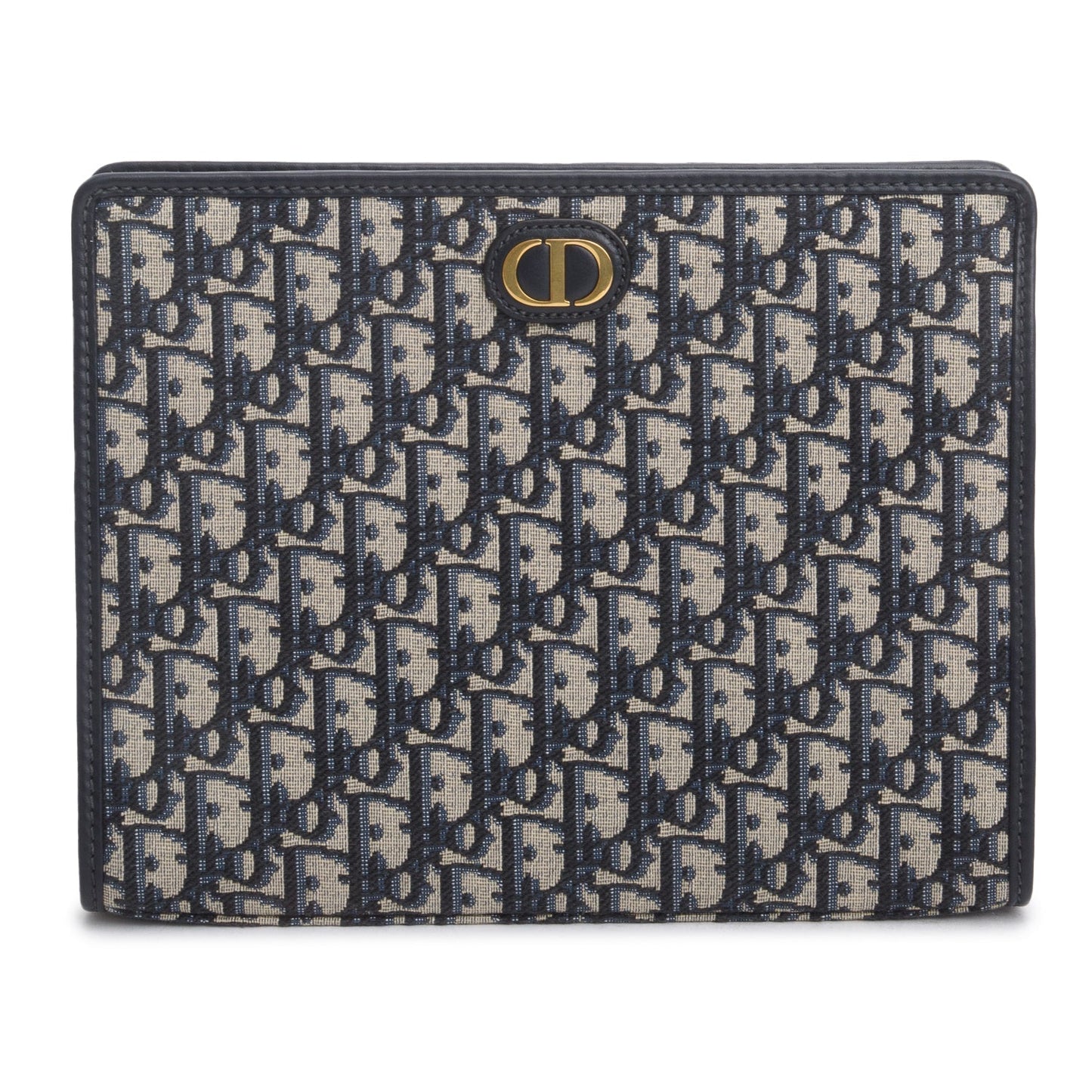Dior Christian Oblique Jacquard Dea Montaigne Pouch Handbag Blue Travel Bag