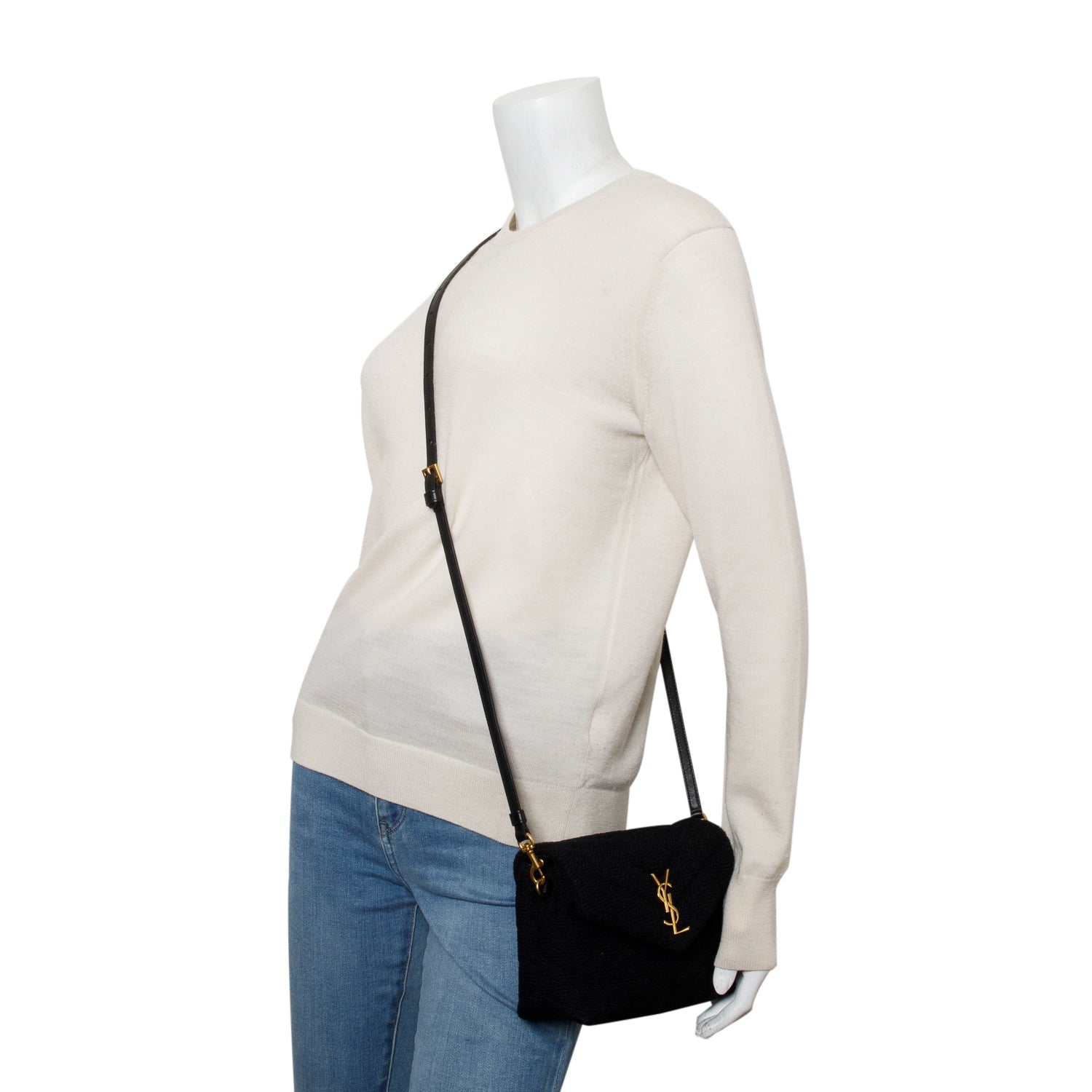 YSL Saint Laurent Tweed Toy Loulou Crossbody Bag Quilted Monogram