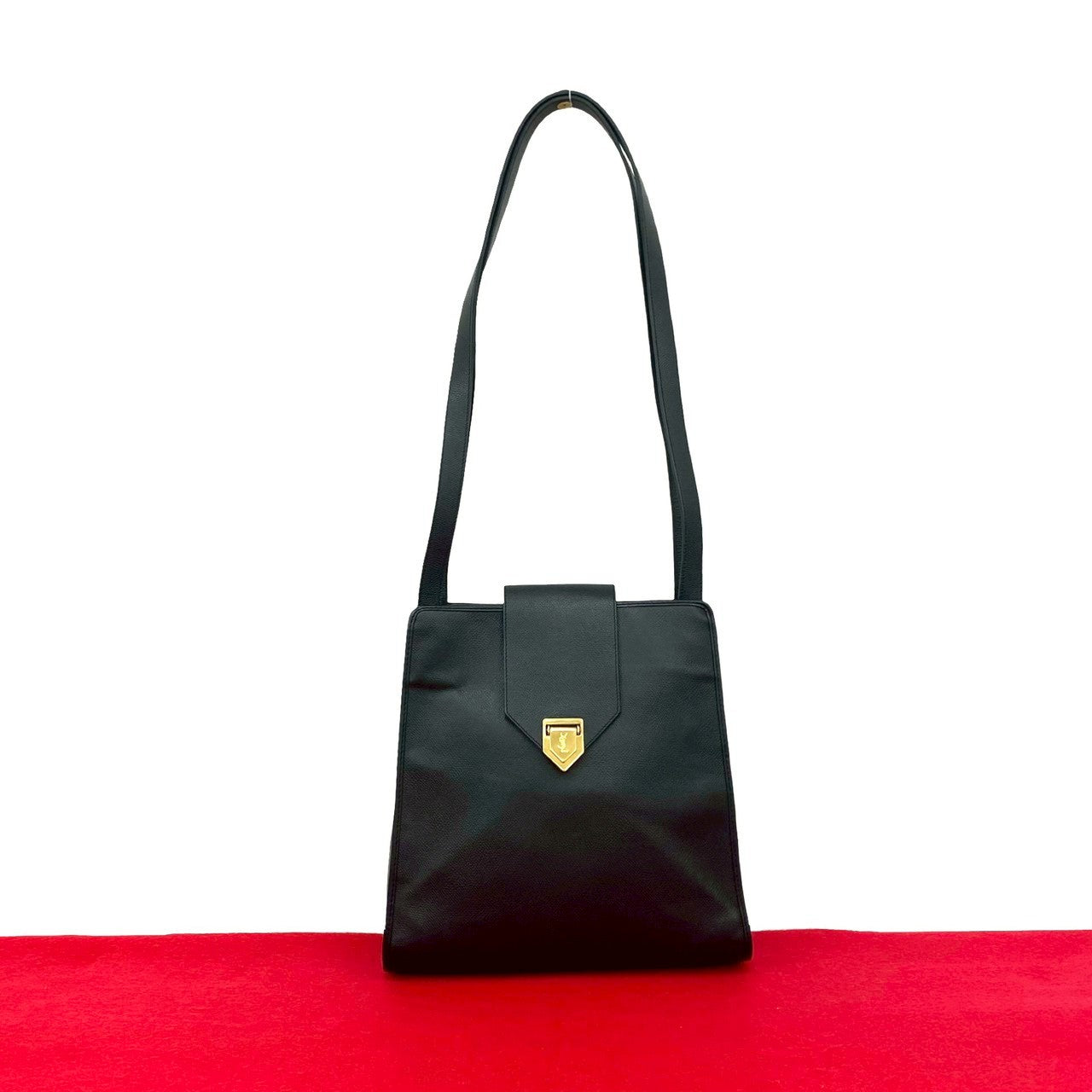YSL Saint Laurent Yves Shoulder Bag Leather Black