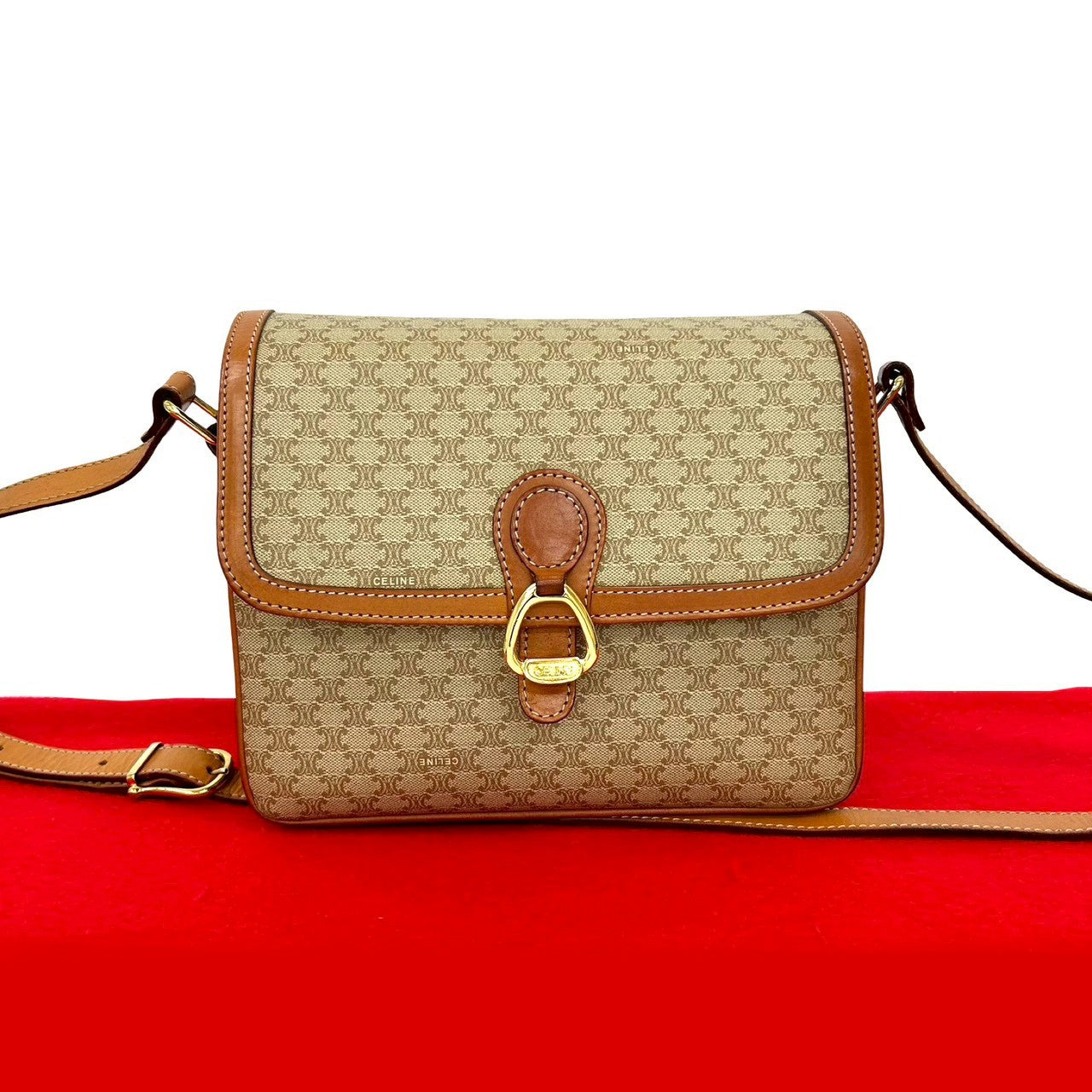 Shoulder Bag Leather Beige