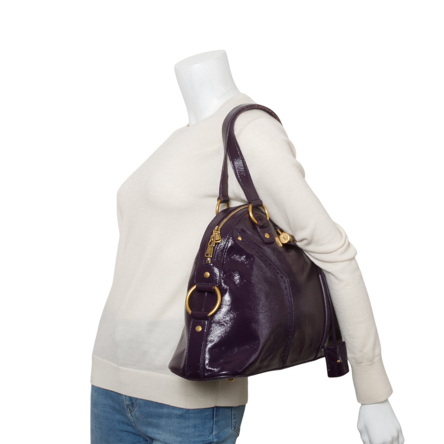 YSL Saint Laurent Purple Patent Bag Leather Travel Bag