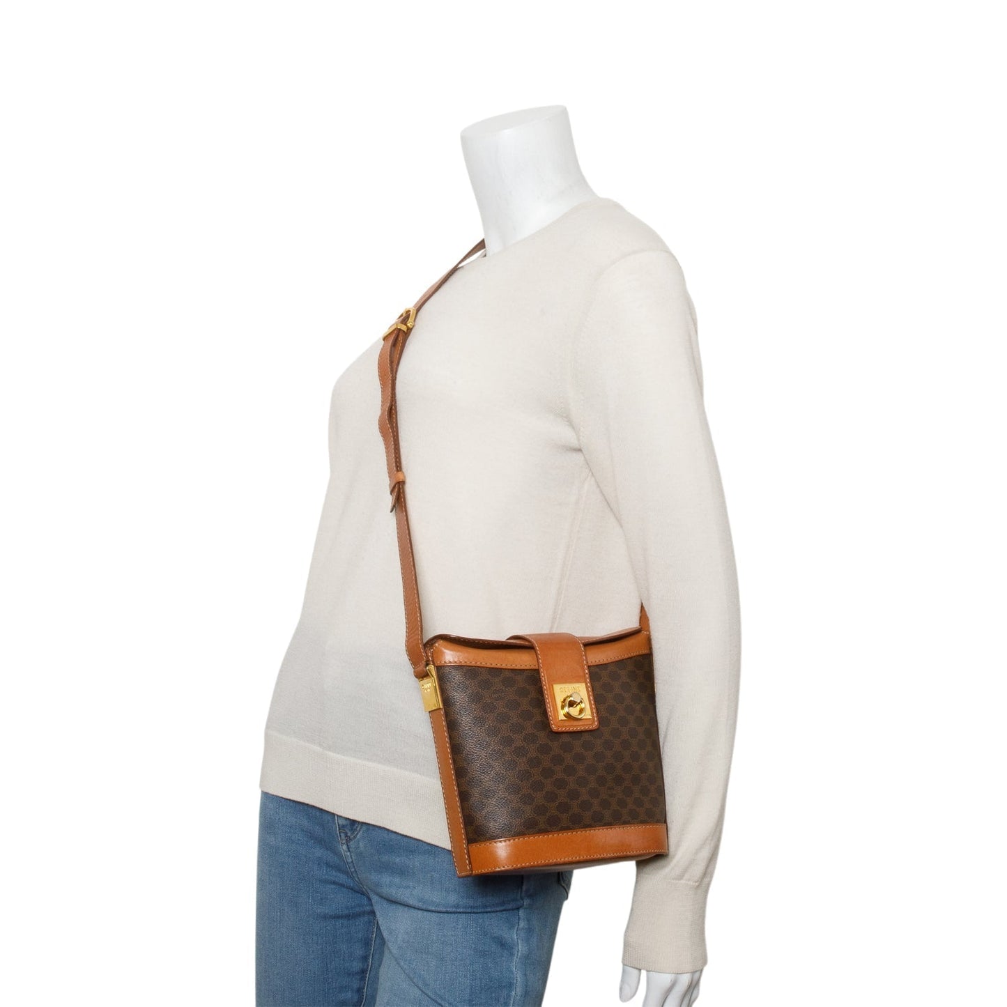 Celine Triomphe Macadam Crossbody Bag Brown