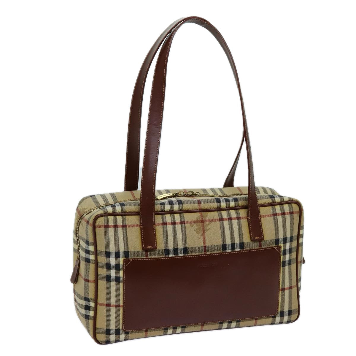 Burberry Luxury Nova Check Shoulder Bag Pvc Auth Leather Beige Beige Auth 70347