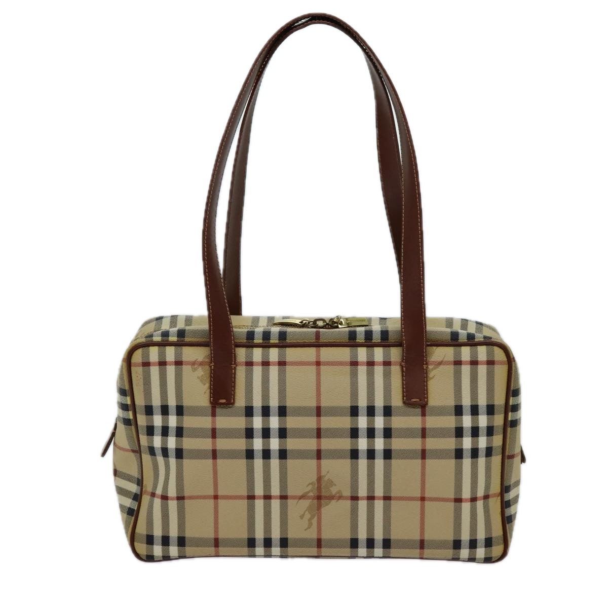 Burberry Luxury Nova Check Shoulder Bag Pvc Auth Leather Beige Beige Auth 70347