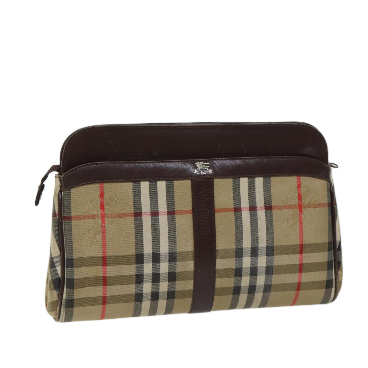 Burberry Luxury ss Nova Check Clutch Bag Auth Canvas Beige Beige Auth 70657