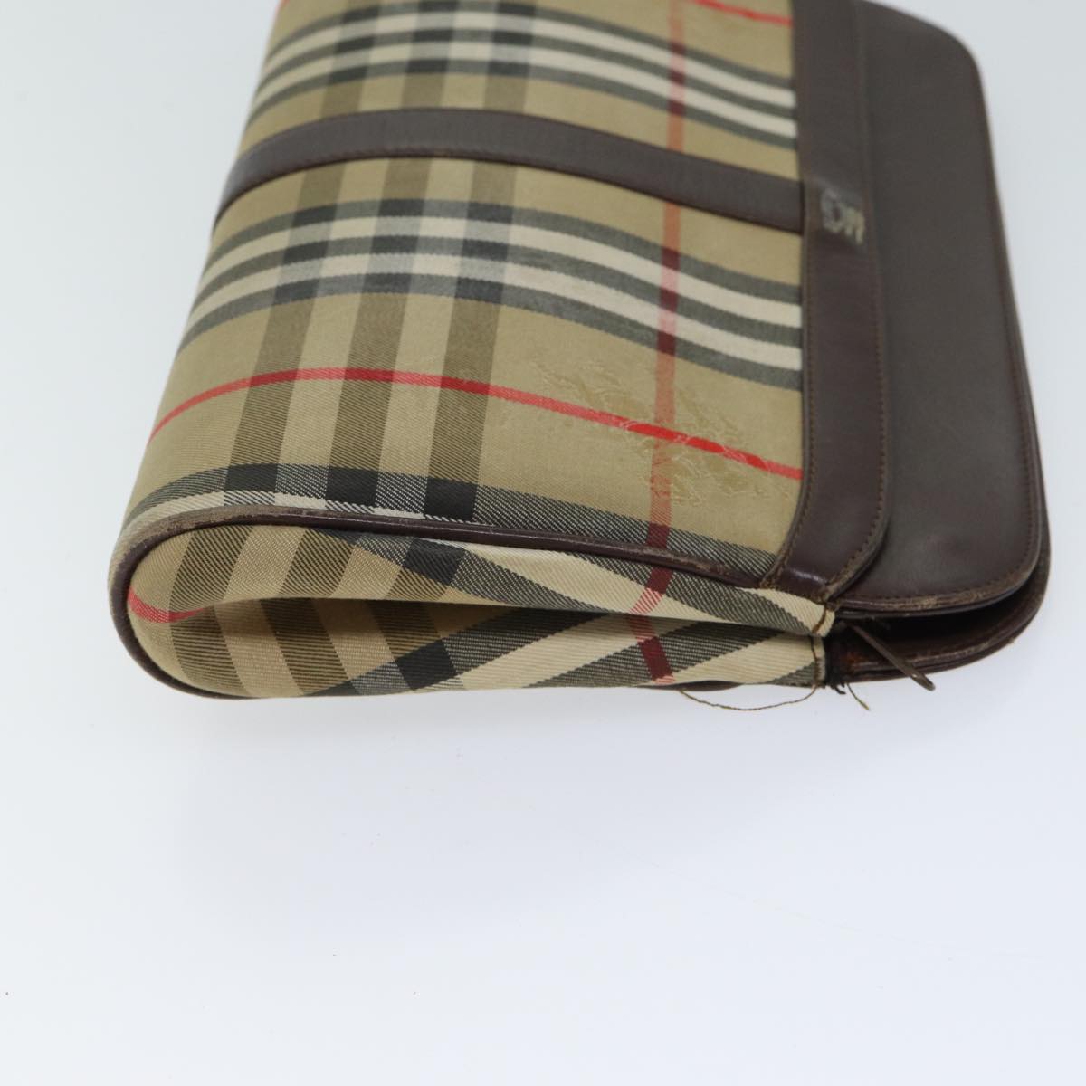 Burberry Luxury ss Nova Check Clutch Bag Auth Canvas Beige Beige Auth 70657