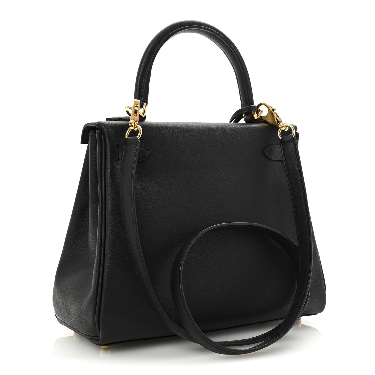 Hermes Swift Kelly Retourne Handbag Black Travel Bag