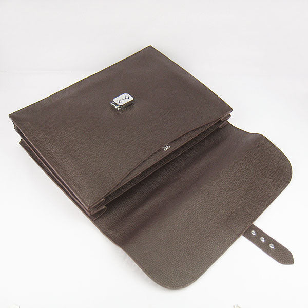 Hermes Luxury Briefcases Unisex Briefcase Coffee Handbag Travel Bag