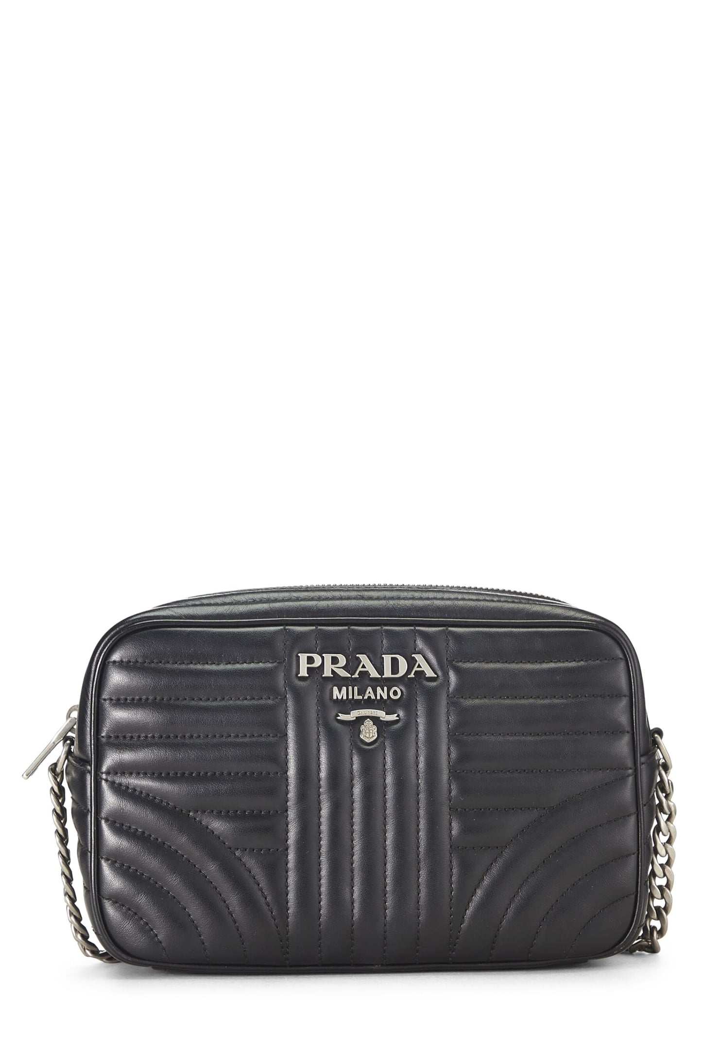 Prada Calfskin Diagramme Camera Bag Black Medium Crossbody Bag